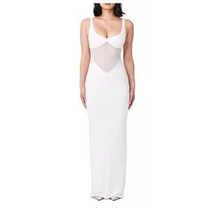 Naked Wardrobe White Mesh Waist Cutout Bodycon Maxi Dress Sleeveless Small x123